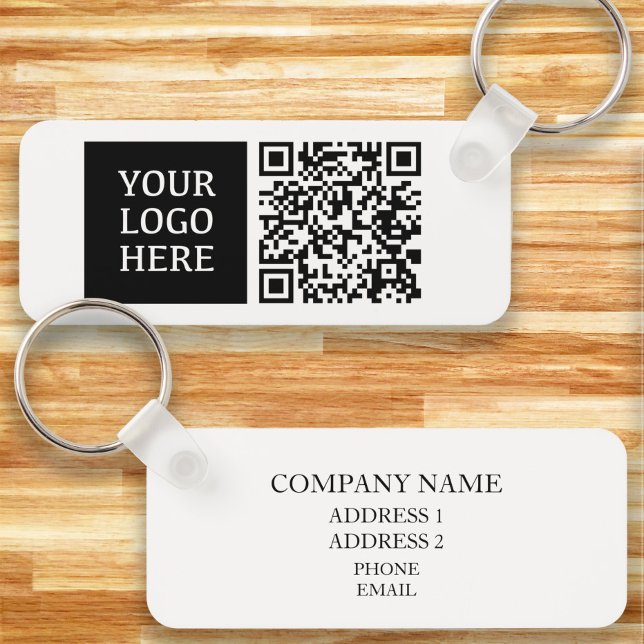 Custom Company Business Logo QR Code Keychain (Small business logo and QR code keychain. )