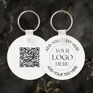 Custom Company Business Logo QR Code Modern Key Ring