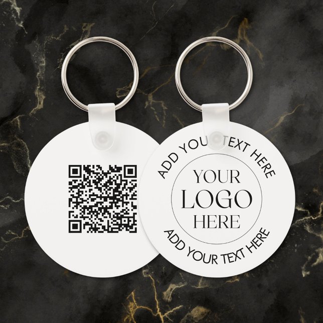 Custom Company Business Logo QR Code Modern Key Ring (In situ)