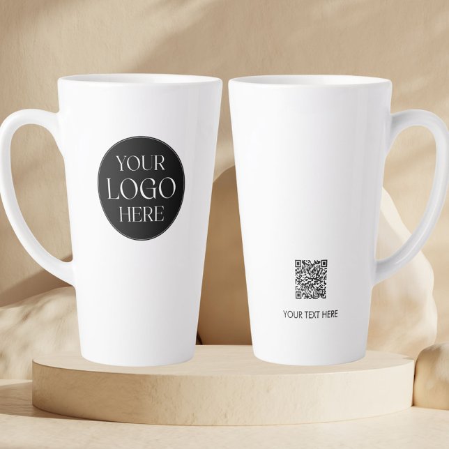 Custom Company Business Logo QR Code Promotional Latte Mug (Front and Back)