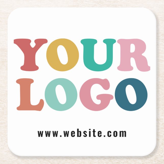 Custom Company Business Logo Square Paper Coaster (Front)