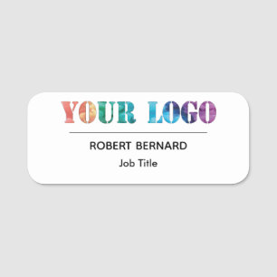 custom company business logo & title Modern white Name Tag