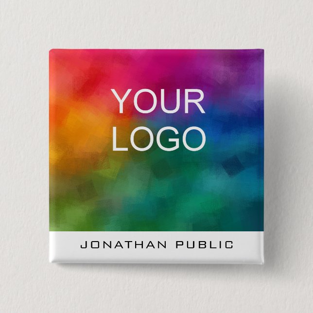 Custom Company Corporate Business Logo Text 15 Cm Square Badge (Front)