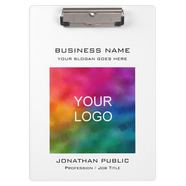Custom Company Corporate Business Logo Text Clipboard (Front)