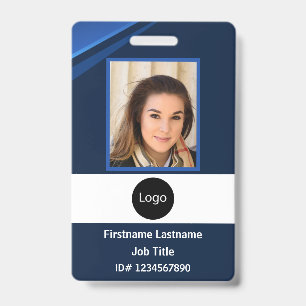 custom company employee id, Photo Logo Bar Code ID Badge