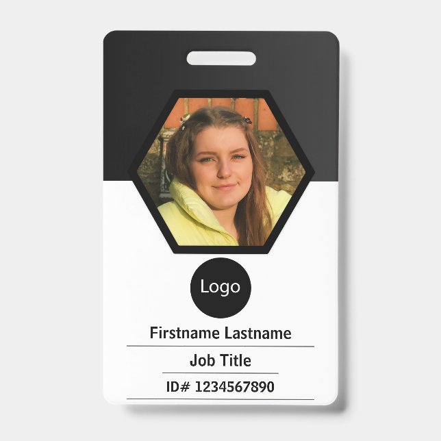 custom company employee id, Photo Logo Bar Code ID Badge (Front)