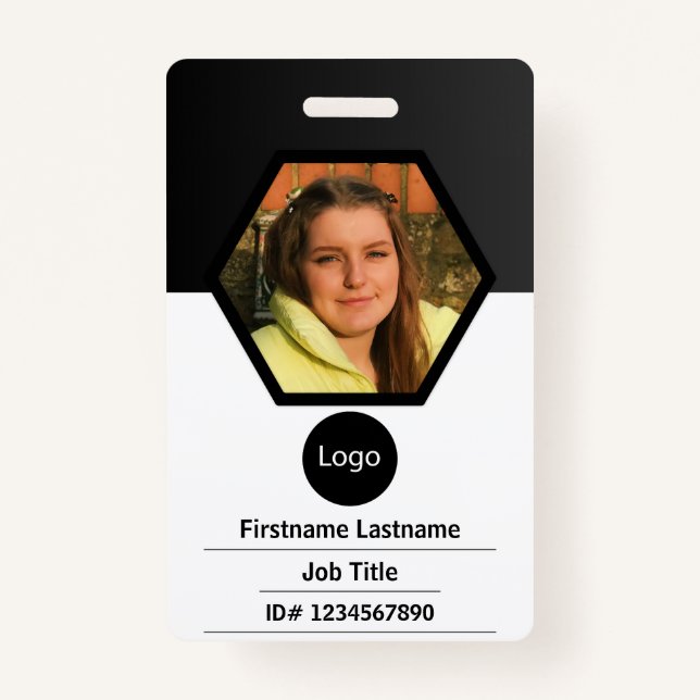 custom company employee id, Photo Logo Bar Code ID Badge (Front)
