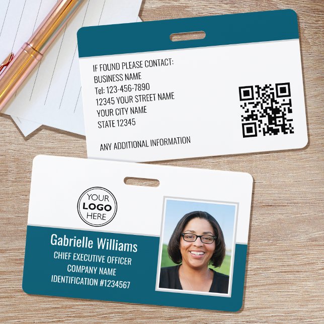 Custom Company Employee ID Photo Security Teal Badge (Creator Uploaded)