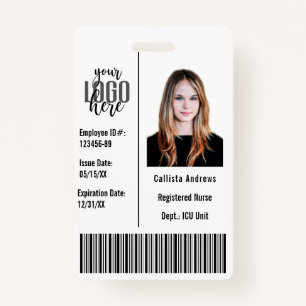 Custom Company Employee Photo Name Barcode Logo ID ID Badge
