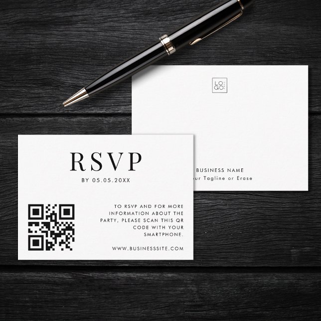 Custom Company Event QR Code Logo Business RSVP Enclosure Card (Creator Uploaded)