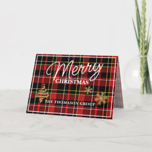 Custom Company Greeting Classic Tartan Pattern Holiday Card