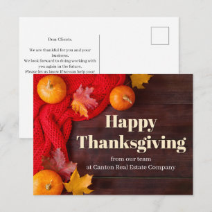 Custom Company Happy Thanksgiving Pumpkins Holiday Postcard