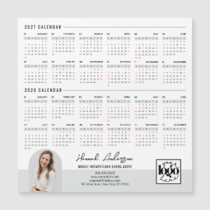 Custom Company Logo 2027 - 2028 Calendar Magnet