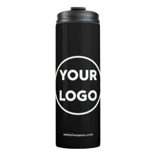 Custom Company Logo and Business Website Black Thermal Tumbler