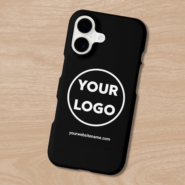 Custom Company Logo and Business Website on Black (Custom Company Logo and Business Website on Black Case-Mate iPhone Case in situ)