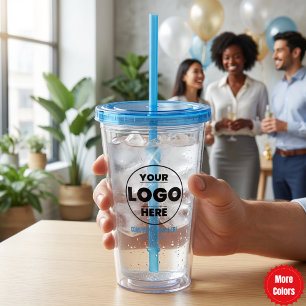 Custom Company Logo and Personalised Business Name Acrylic Tumbler