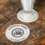 Custom Company Logo And Slogan With Promotional Round Paper Coaster<br><div class="desc">Personalise a Coaster with this simple and minimalist template,  and promote your Company or Business to Increase leads and generate more sales. Add your details,  All text style,  colours,  sizes can be modified to fit your needs. If you need help or matching items,  please contact me</div>