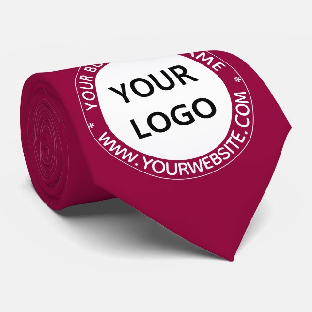 Custom Company Logo and Text Branded Tie Example (Rolled)