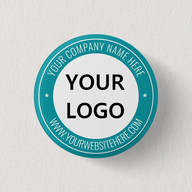 Custom Company Logo and Text Business Button (Front)