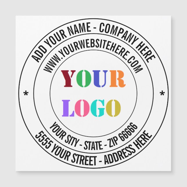 Custom Company Logo and Text Business Gift Magnet (Front)