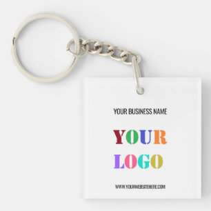 Custom Company Logo and Text Business Keychain