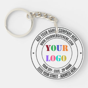 Custom Company Logo and Text Business Keychain