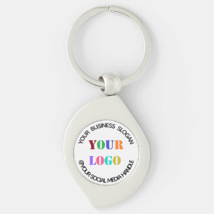 Custom Company Logo and Text Business Keychain