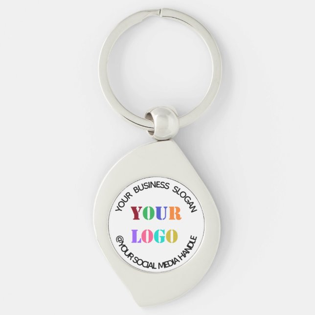 Custom Company Logo and Text Business Keychain (Front)