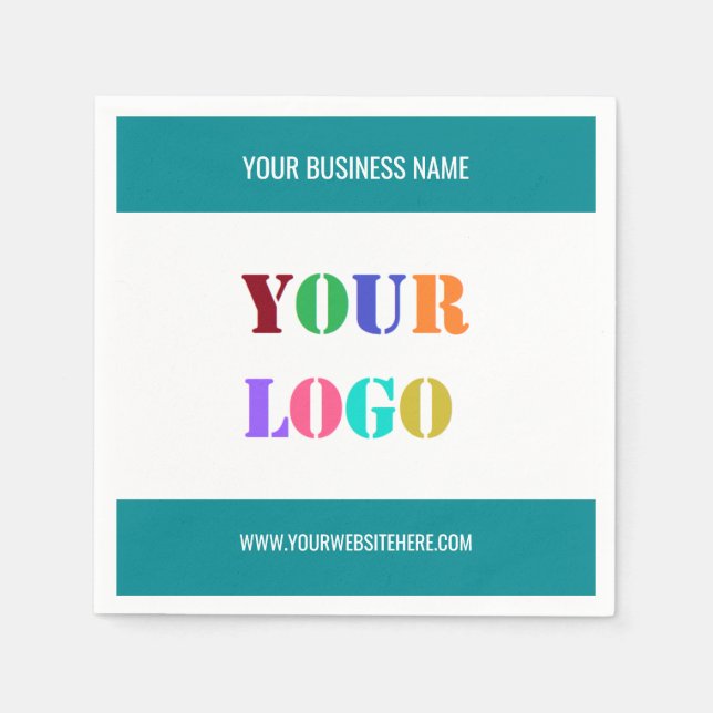 Custom Company Logo and Text Business Napkins (Front)