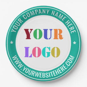 Custom Company Logo and Text Business Paper Plates