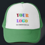 Custom Company Logo and Text Business Trucker Hat<br><div class="desc">Custom Fonts and Colour - Design Your Own Trucker Hats with Custom Logo and Text Promotional Business Hat / Gift - Add Your Logo / Image - Photo or QR Code / and Website or Custom Text / Information - Resize and move elements with Customisation tool. Choose fonts / size...</div>