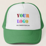 Custom Company Logo and Text Business Trucker Hat<br><div class="desc">Trucker Hats with Custom Logo and Text Promotional Business Personalised Hat / Gift - Add Your Logo / Image and Text / Information - Resize and move elements with customisation tool. Please use your logo - image that does not infringe anyone's Copyright !! Good Luck - Be Happy :)</div>