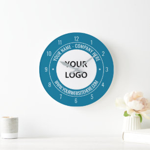 Custom Company Logo and Text Business Wall Clock