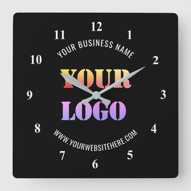 Custom Company Logo and Text Business Wall Clock (Front)
