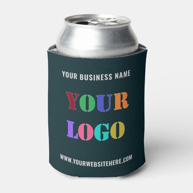 Custom Company Logo and Text Can Cooler Example (Can Front)