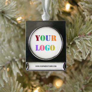 Custom Company Logo and Text Christmas Ornament