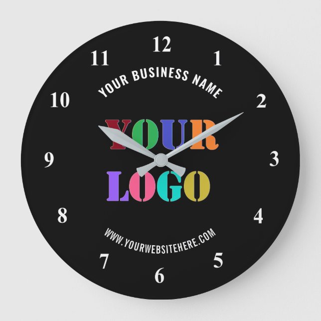 Custom Company Logo and Text Clock Choose Colours (Front)
