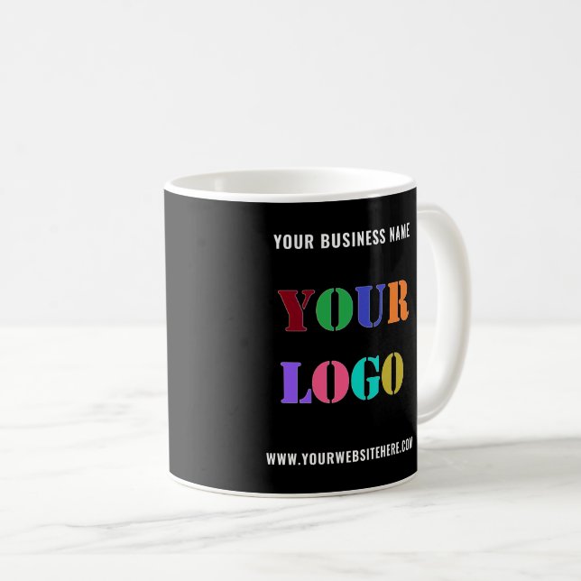 Custom Company Logo and Text Coffee Mug Example (Front Right)