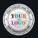 Custom Company Logo and Text Dart Board Gift<br><div class="desc">Custom Colours and Font - Dart Board with Simple Personalised Your Business Logo Name Website Stamp Design - Promotional Professional Customisable Dartboards Gift - Add Your Logo - Image / Name - Company / Website or Phone , E-mail / more - Resize and move or remove and add elements /...</div>