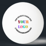 Custom Company Logo and Text Ping Pong Ball<br><div class="desc">Custom Fonts and Colours - Personalised Ping Pong Balls with Your Company Logo Name Slogan Social Media or Custom Text Professional Design Business Promotional Table Tennis Balls / Gift - Add Your Logo - Image - Photo or QR Code / Business Slogan - Tagline - Name - Company / Social...</div>
