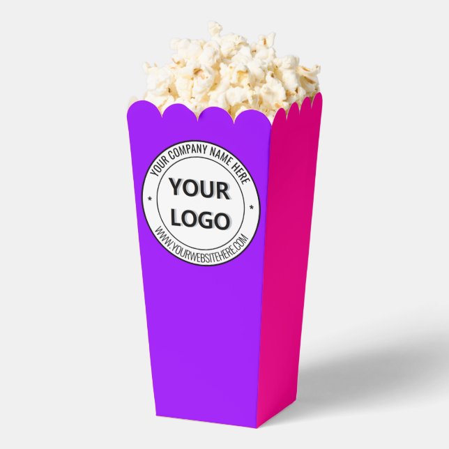 Custom Company Logo and Text Popcorn Box Template (Popped)