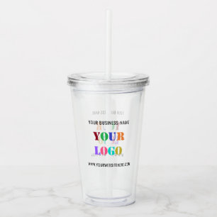 Custom Company Logo and Text Promotional Business Acrylic Tumbler
