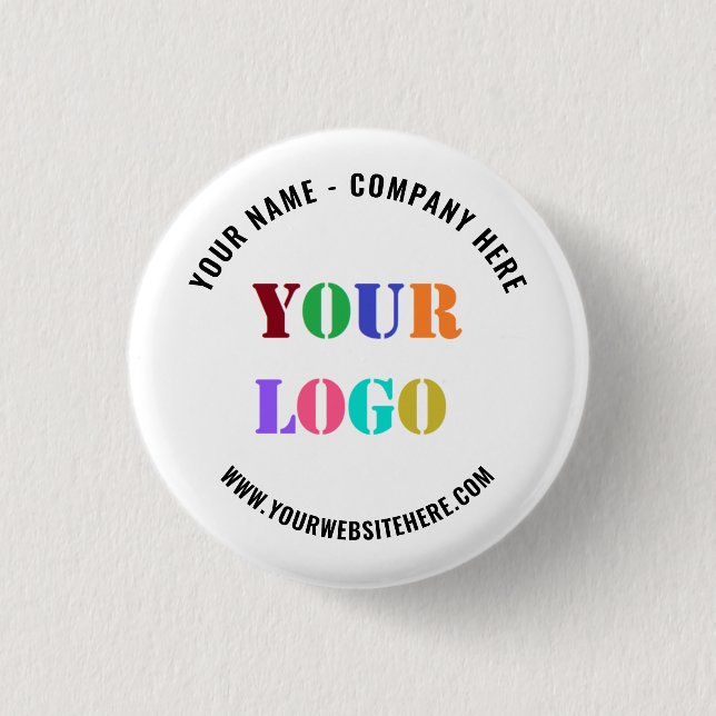 Custom Company Logo and Text Promotional Button (Front)