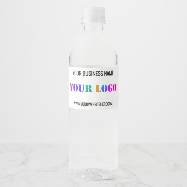 Custom Company Logo and Text Water Bottle Label (Front)