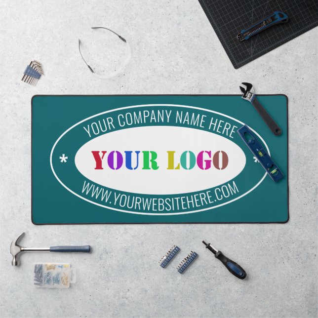 Custom Company Logo and Text Your Colours Desk Mat (Workstation)
