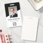 Custom Company Logo Bar Code Employee Photo Black