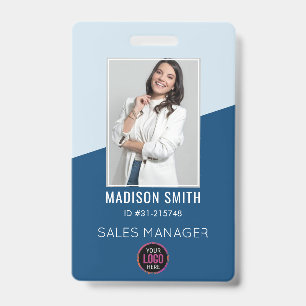 Custom Company Logo Bar Code Employee Photo ID Badge