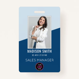 Custom Company Logo Bar Code Employee Photo ID Badge