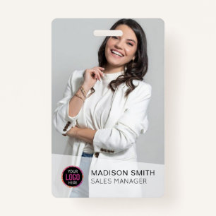 Custom Company Logo Bar Code Employee Photo ID Badge