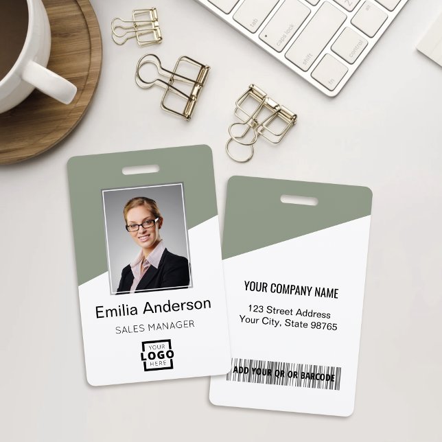 Custom Company Logo Bar Code Employee Photo Sage ID Badge (Creator Uploaded)